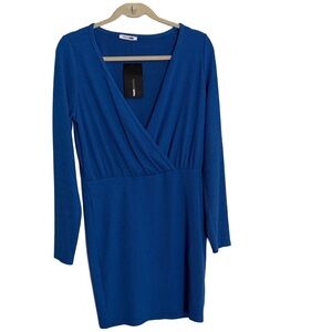 NWT Fashion Nova Cobalt Blue Long Sleeve Wrap Dress